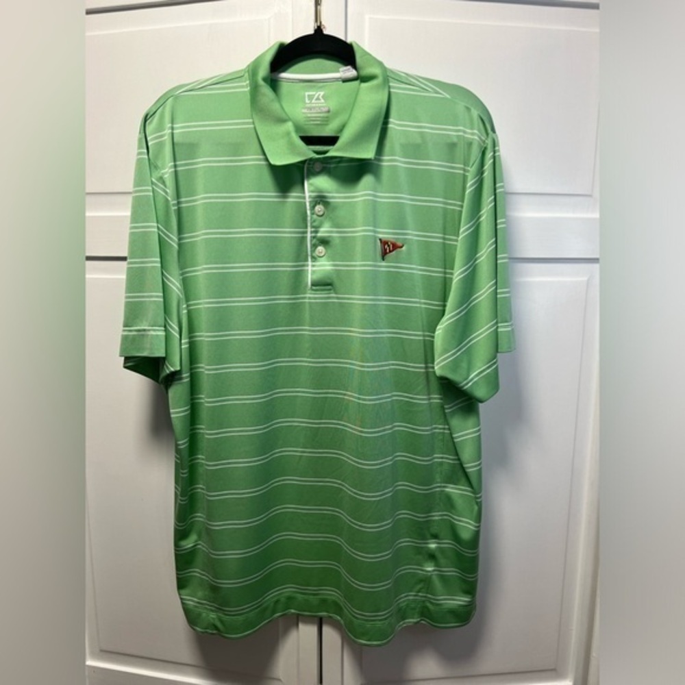 Cutter & Buck Golf Polo Size Men’s XL Color Green And White Stripes